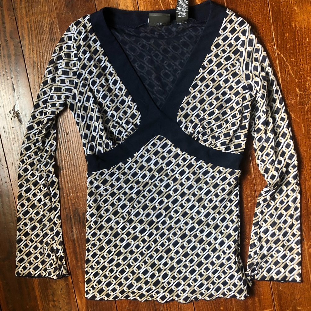 New York & Company Chainlink Patterned Blouse